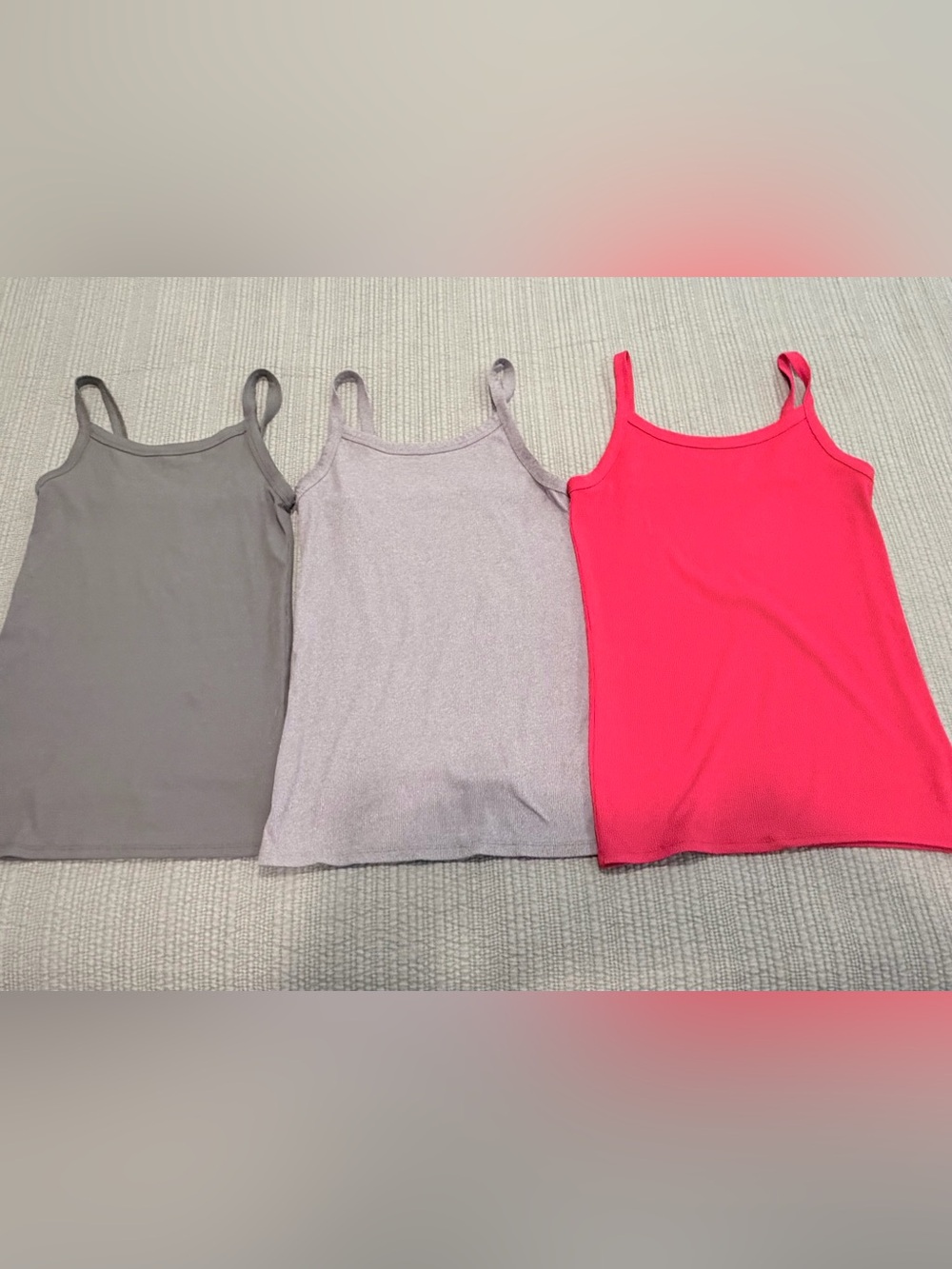 Women’s Scoop Neck Tank Top Bundle- Gray, Light Gray and Red Small